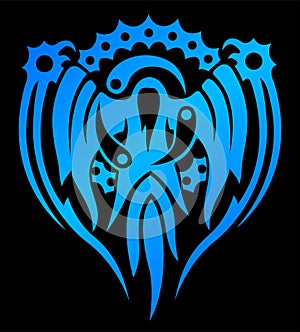 Blue emblem with magical spirit