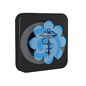 Blue Emergency star - medical symbol Caduceus snake with stick icon isolated on transparent background. Star of Life
