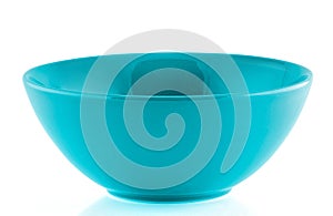 Blue empty bowl isolated on white background