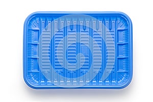blue empty food tray