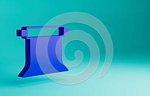 Blue Empty photo studio icon isolated on blue background. Screen backdrop. Minimalism concept. 3D render illustration