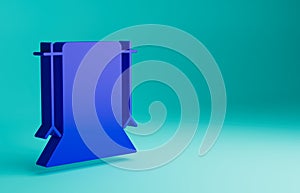 Blue Empty photo studio icon isolated on blue background. Screen backdrop. Minimalism concept. 3D render illustration