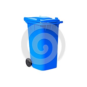 Blue empty recycling bin