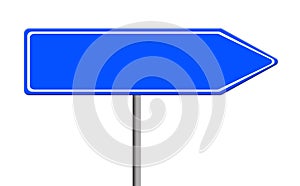Blue empty road sign template on white background