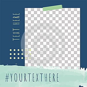 Blue empty social network post template Vector