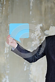 Blue empty speech bubble business question answer