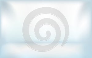 Blue empty studio, room with white light from top, gradient background.