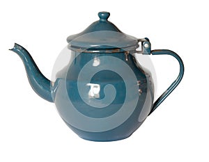 Blue enameled teapot