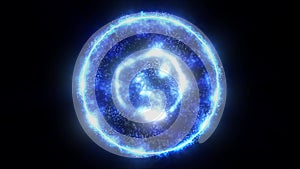 Blue energy magic sphere round hi-tech light digital ball space planet star