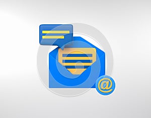 Blue envelope with e-mail on light background