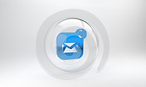 Blue Envelope icon isolated on grey background. Received message concept. New, email incoming message, sms. Mail