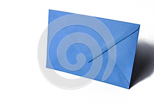 Blue envelope isolated on a white background.Copy space