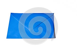 Blue envelope isolated on a white background.Copy space