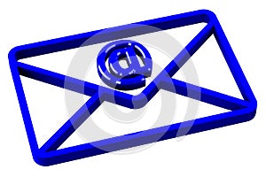 Blue envelope with sign e-mail