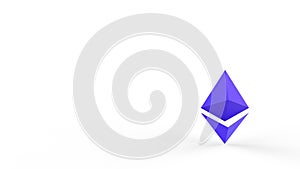 Blue Ethereum gold sign icon Isolated with white background. 3d render isolated illustration, cryptocurrency, crypto, business,