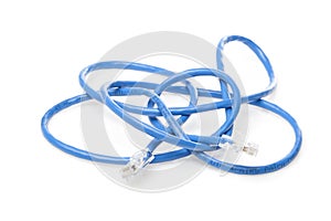 A blue ethernet cable