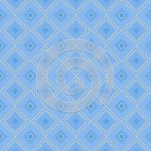 Blue ethnic print for decorative wrapping paper. Vintage style. Abstract pattern of mixed geometric figures