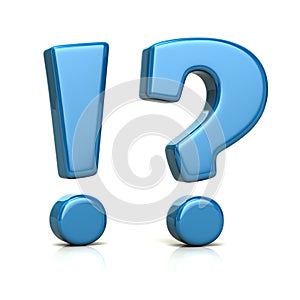 Blue exclamation mark and question mark icon 3d illustration