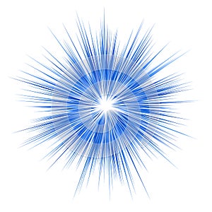 Blue explosion graphic design on white background