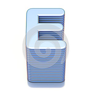 Blue extruded font Letter E 3D