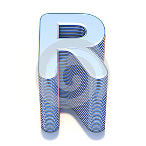 Blue extruded font Letter R 3D