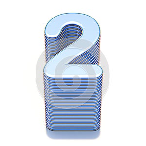 Blue extruded Number 2 TWO 3D