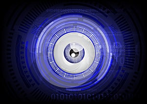 blue eye ball abstract cyber future technology concept background, illustration.