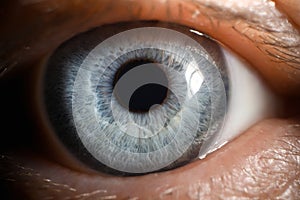 Blue eye male human super macro closeup