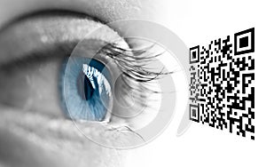 Blue eye and QR code