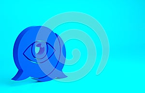 Blue Eye scan icon isolated on blue background. Scanning eye. Security check symbol. Cyber eye sign. Minimalism concept