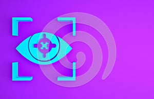 Blue Eye scan icon isolated on purple background. Scanning eye. Security check symbol. Cyber eye sign. Minimalism