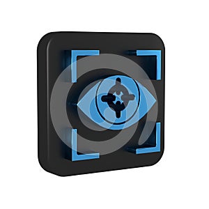 Blue Eye scan icon isolated on transparent background. Scanning eye. Security check symbol. Cyber eye sign. Black square