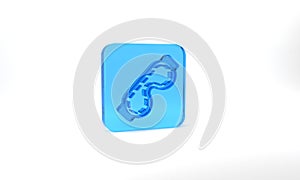 Blue Eye sleep mask icon isolated on grey background. Sleeping mask. Glass square button. 3d illustration 3D render