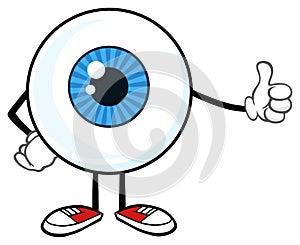 Blue Eyeball Guy Cartoon Mascot Character Giving A Thumb Up.