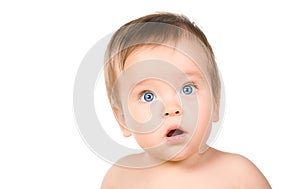 The blue-eyed baby, close-up.