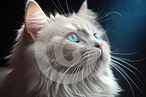 Blue-Eyed Cat with Majestic Fur