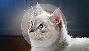 Blue-Eyed Gaze: White Feline Wonder