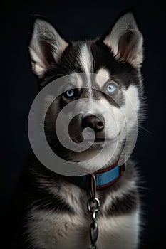 Blue eyed siberian husky pup