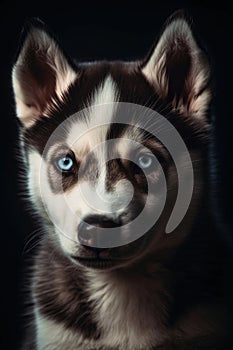 Blue eyed siberian husky pup