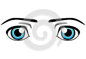 Blue eyes with black eyebrow graphic illustration