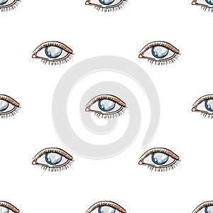 Blue eyes of a man who suffers from diabetes.Brilliant eyes from high blood sugar.Diabetes single icon in cartoon style