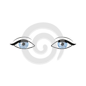 Blue Eyes on white background. Woman eyes. The eyes logo. Human eyes close up vector illustration