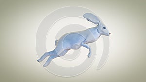 Blue eyes white rabbit running, Easter egg hunting, loop
