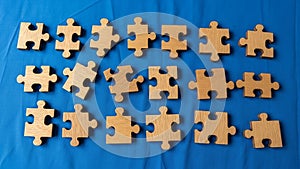 Blue fabric creates a visually distinct pattern highlighting the texture