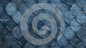 Blue Fabric Diamond Background: Grungy Patchwork With Trompe-l\'oeil Folds
