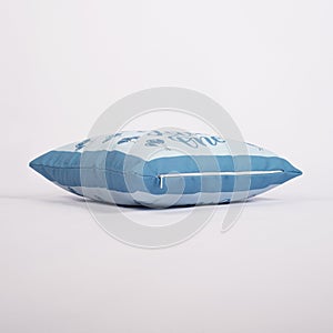 Blue Fabric Pillow for Kids on White Background