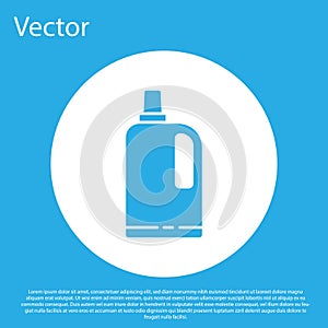Blue Fabric softener icon isolated on blue background. Liquid laundry detergent, conditioner, cleaning agent, bleach