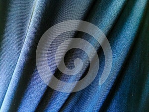 Blue fabric texture background for design. copy space for text, top view