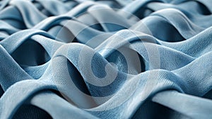 Blue fabric waves with textured pattern.