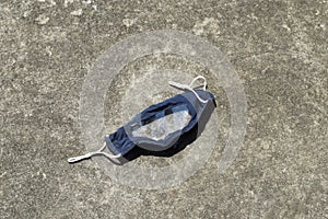 Blue Face Mask with Copy Space Thrown away